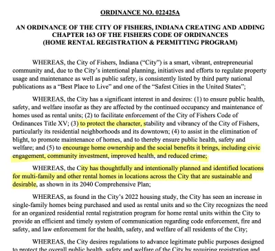 Fishers proposed ordinance